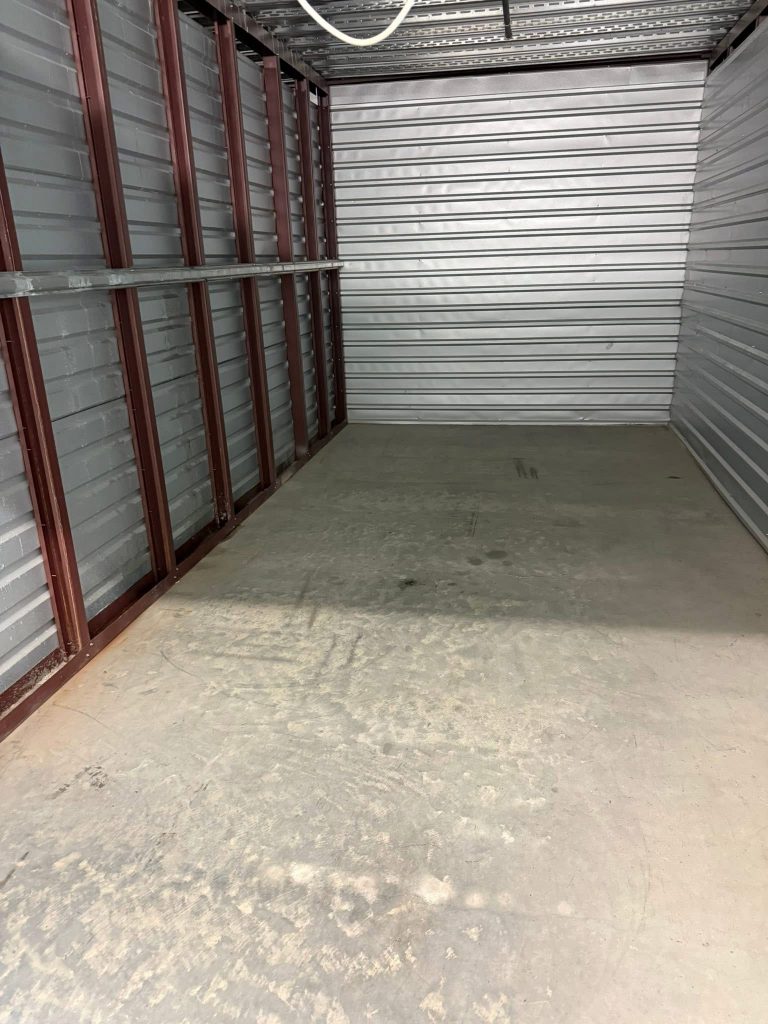 After photo of a clean, empty storage unit following a full junk and furniture removal in Omaha, NE.
